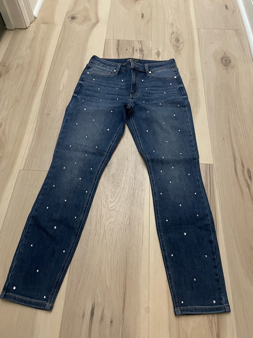 Montgomery Post Dark Blue Women's Straight-Leg Jeans with Stud Detail